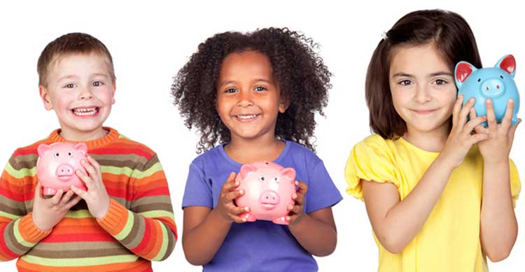 Children with Piggy Banks